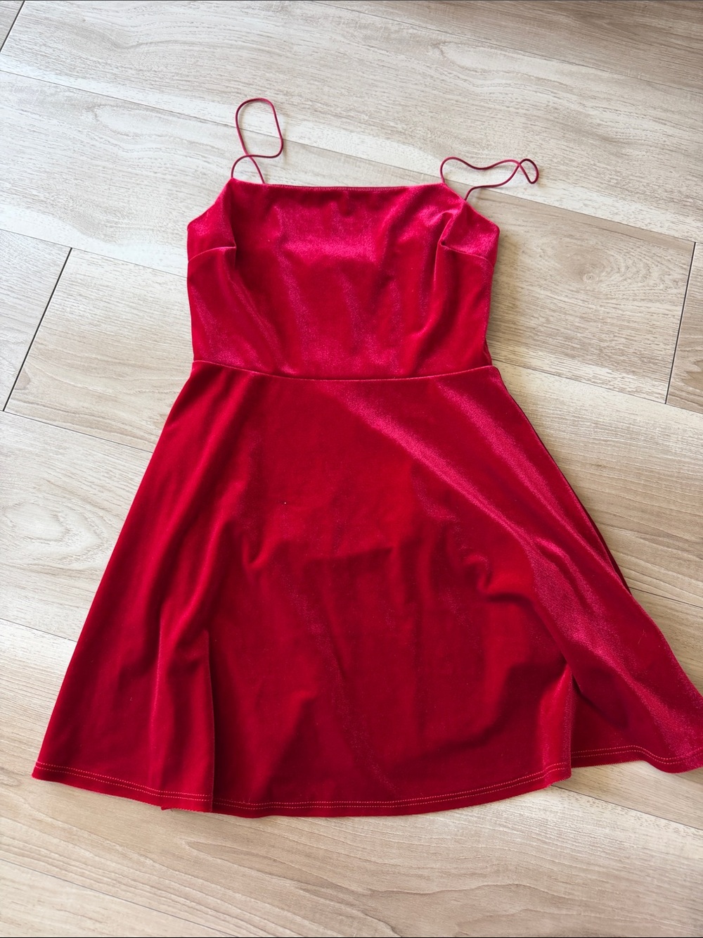 Urban Outfitters Red Velvet Spaghetti Strap Mini Dress